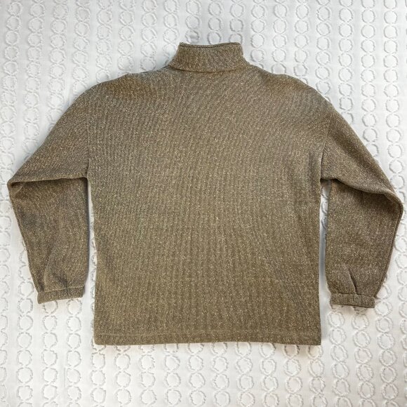 Souvenirs Northern Quebec Canada Sweater Men's Large 1/4 Zip Brown Winter Fall - Picture 4 of 4